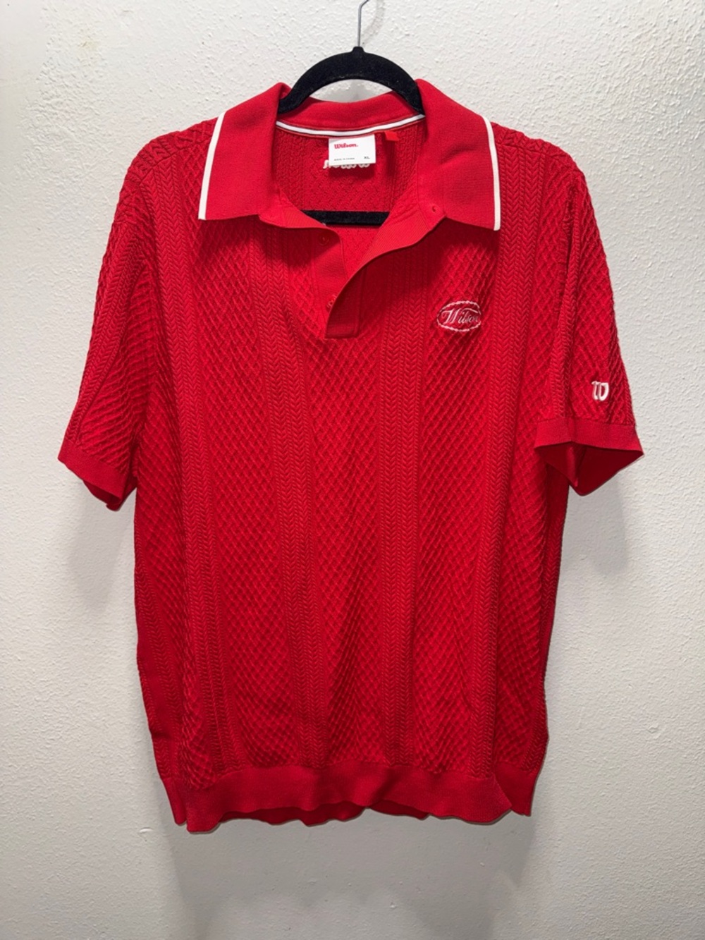 Wilson Red Polo with White Collar Trim